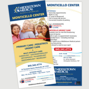 Middletown Medical Monticello Center rack card