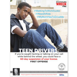 OCDA Teen texting & driving PSA poster